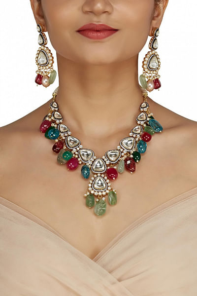 Citrine beads necklace set