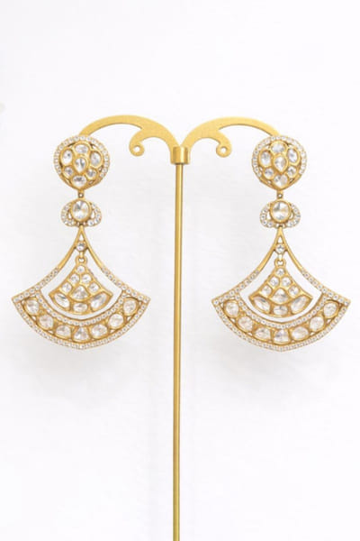 Jewel Treatzz Gold moissanite embellished dangler earrings JEWEJUN26D147009