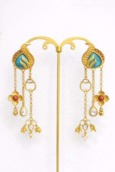 Jewel Treatzz Gold moissanite embellished earrings JEWEJUN26D147011