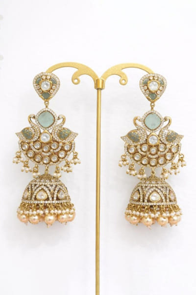 Jewel Treatzz Gold and green embellished jhumkas JEWEJUN26D147012