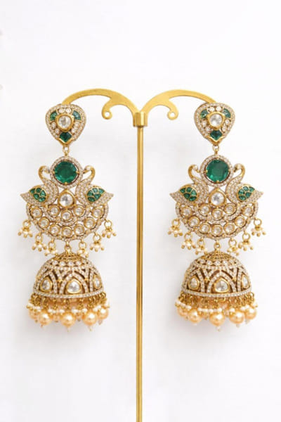 Jewel Treatzz Gold and green embellished jhumka earrings JEWEJUN26D147013