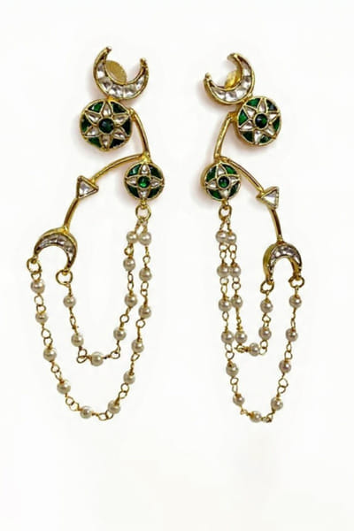 Jewel Treatzz Gold stone and pearl embellished earrings JEWEJUN26D147023