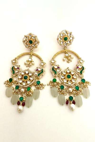 Jewel Treatzz Gold and mint stone embellished earrings JEWEJUN26D147030