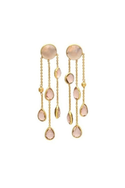 Jewel Treatzz Gold and rose quartz dangler earrings JEWEJUN26D147040