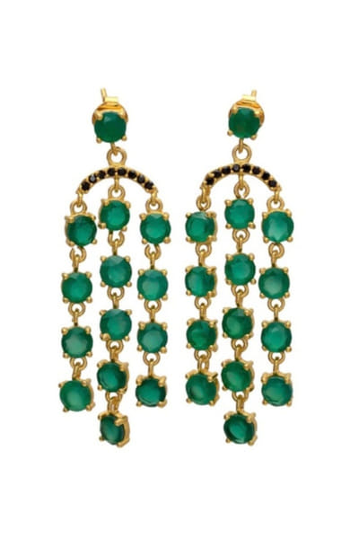Jewel Treatzz Gold and emerald dangler earrings JEWEJUN26D147048
