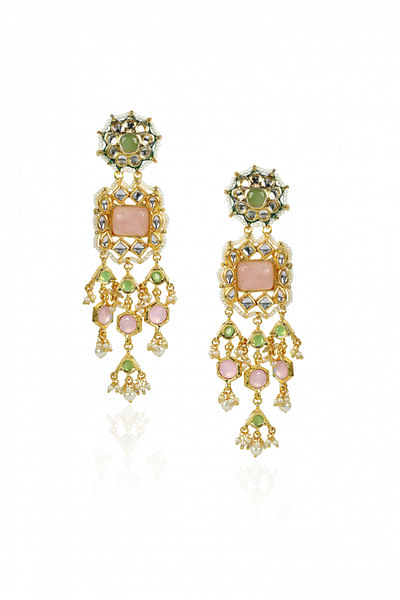 Rose quartz stone danglers