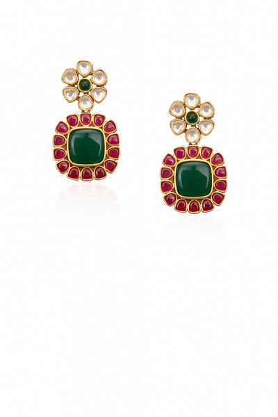 Red & green drop earrings
