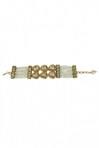 Pearl and stone embellished bracelet