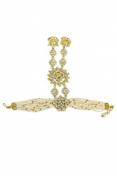 Gold plated and pearl hathphool