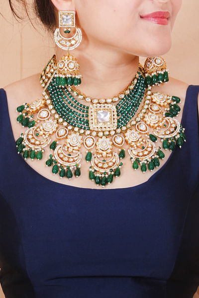 Green kundan necklace set