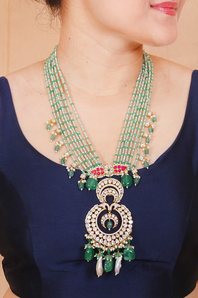 Green polki and kundan necklace