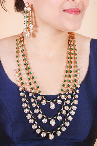 Jewel Treatzz Emerald stones layered necklace set JEWOCT25D136976