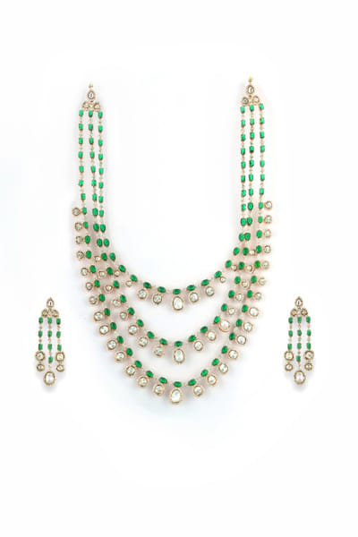 Jewel Treatzz Emerald stones layered necklace set JEWOCT25D136976
