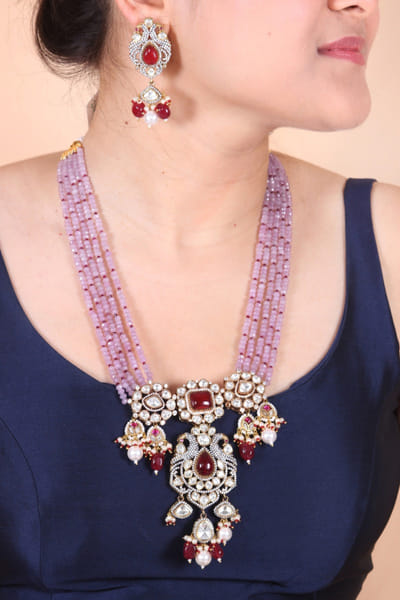 Red ruby stones necklace set