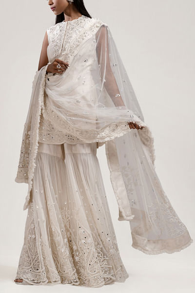 Ivory chanderi sharara set