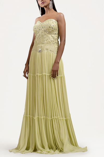 Lime green chiffon gown