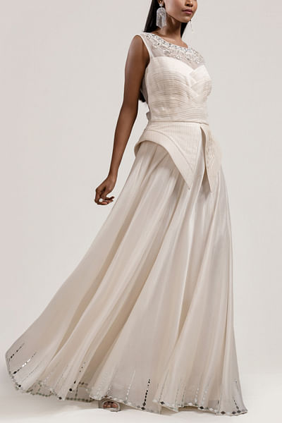 Ivory chanderi corset gown
