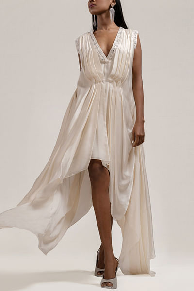 Ivory draped dress