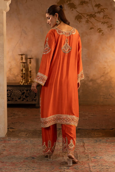Angad Singh Rust and gold embroidered kurta set ANGAJUL26D148919
