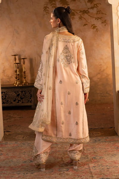 Angad Singh Peach embroidered kurta set ANGAJUL26D148922