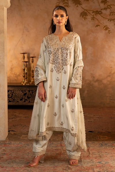 Angad Singh Pistachio green embroidered kurta set ANGAJUL26D148923