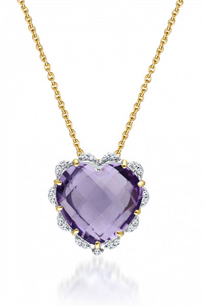Amethyst heart pendant and chain