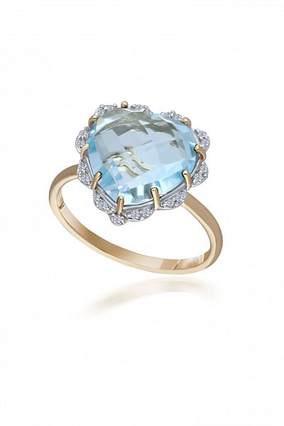 Blue topaz heart shape ring