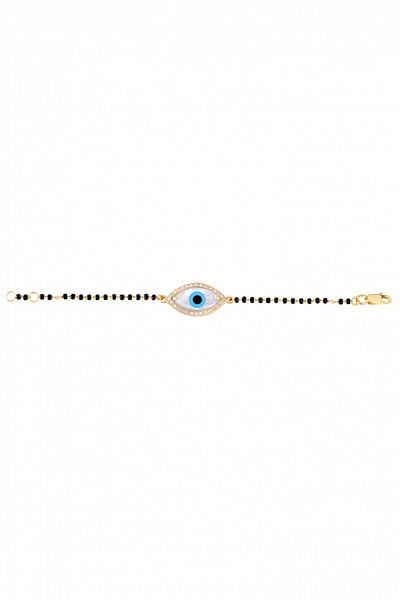 Black bead evil eye bracelet