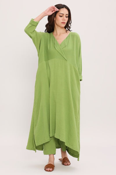 Green cotton kaftan tunic set