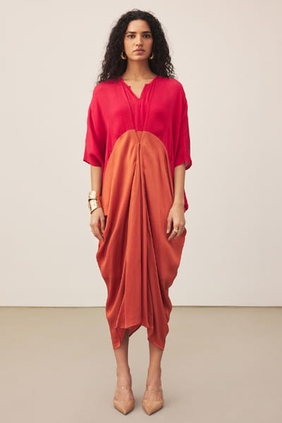 Ritu Kumar Pink and orange asymmetric kaftan dress RITUJUN26D347328