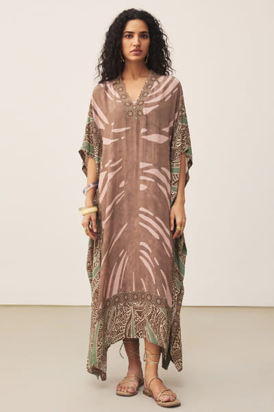 Ritu Kumar Brown abstract print kaftan tunic RITUJUN26D347300