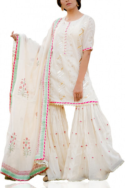 Off-white embroidered gharara set