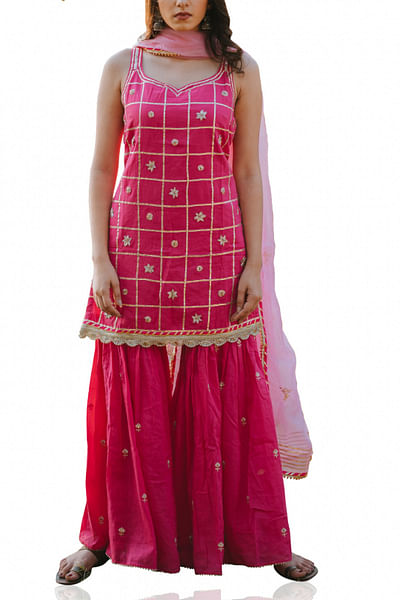 Hot pink gota embellished gharara set