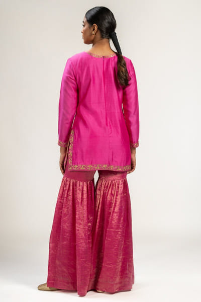 Kajal Agrawal Pink sequin embroidered kurta sharara set KAJAMAY26D145113