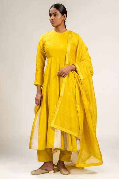Kajal Agrawal Yellow gota embroidered anarkali set KAJAMAY26D145118
