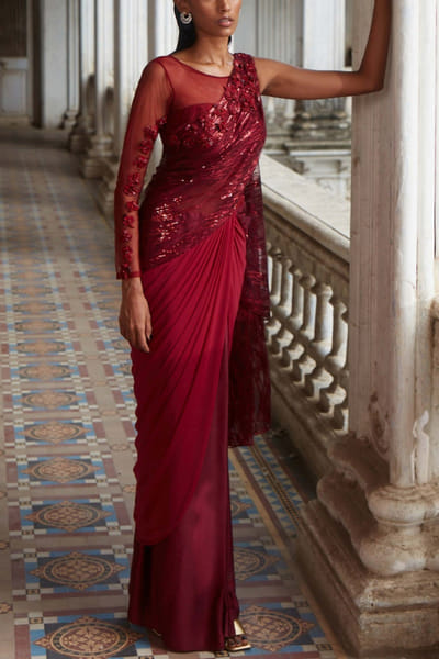 Red concept sari set