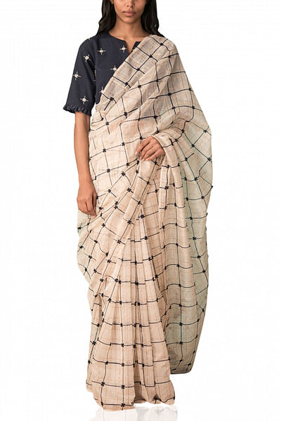Zari checkerd sari