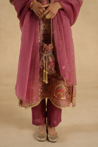 Begum Pret Plum embroidered tasseled potli BEGUAUG26D152690