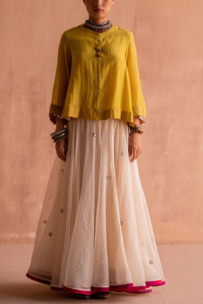 Yellow chanderi top