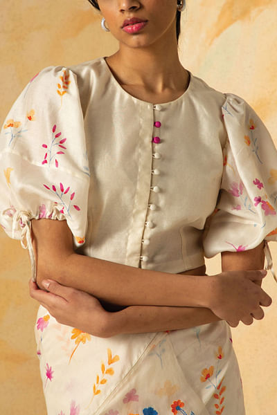 Ivory embroidered blouse