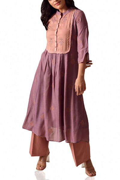 Purple embroidered tunic