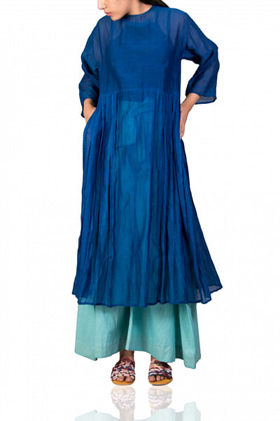 Blue dress with pleats