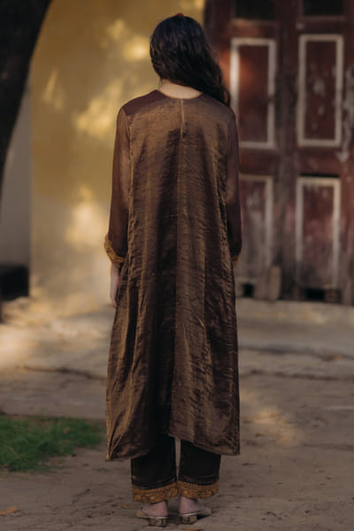 Kajal Agrawal Brown marodi embroidered kurta set KAJAMAY26D144521