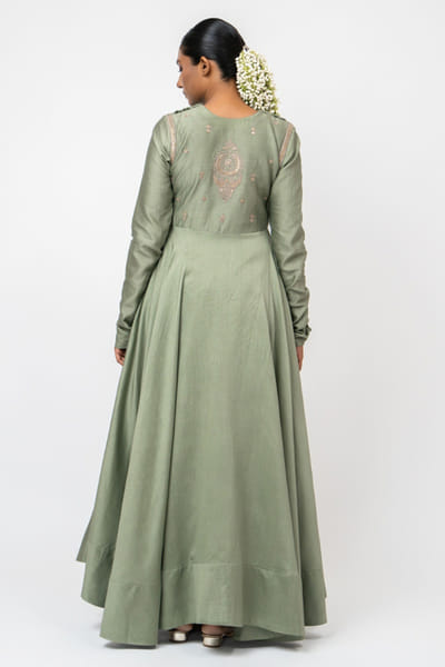 Kajal Agrawal Green marodi embroidered anarkali set KAJAMAY26D144526