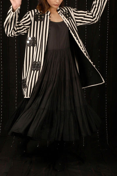 Applique striped jacket and dress
