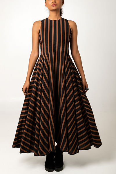 Striped applique dress