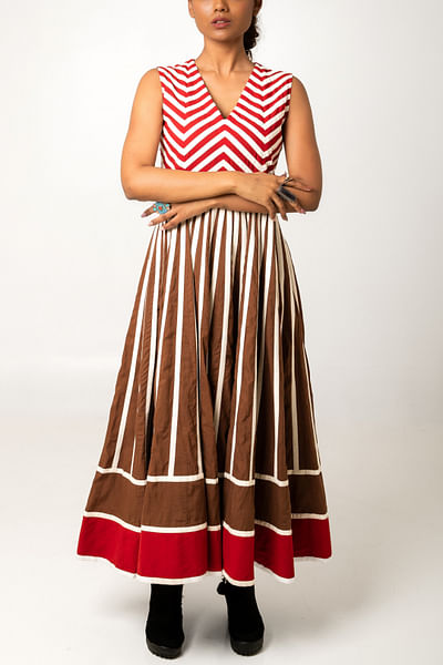 Stripe applique reversable dress