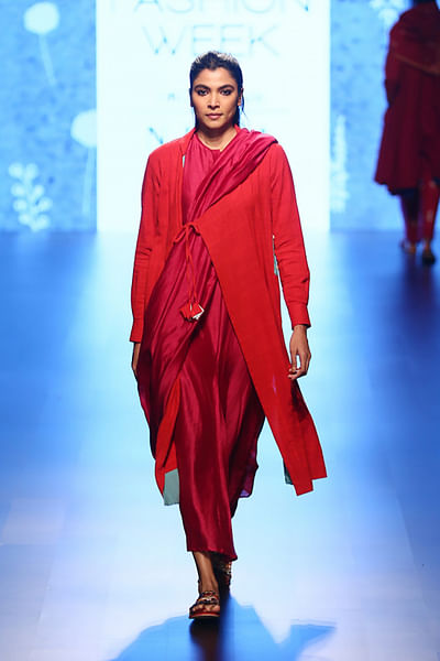 Crossover style tunic with sari-style dress