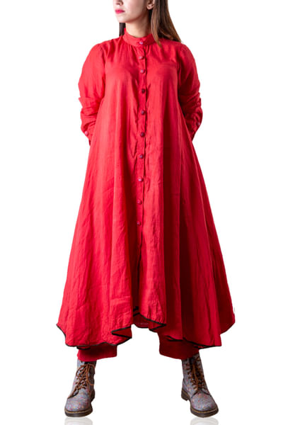 Red A-line tunic with pants