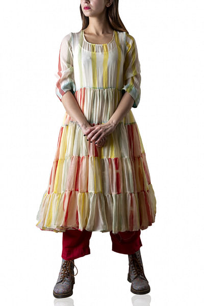 Multicoloured tiered dress
